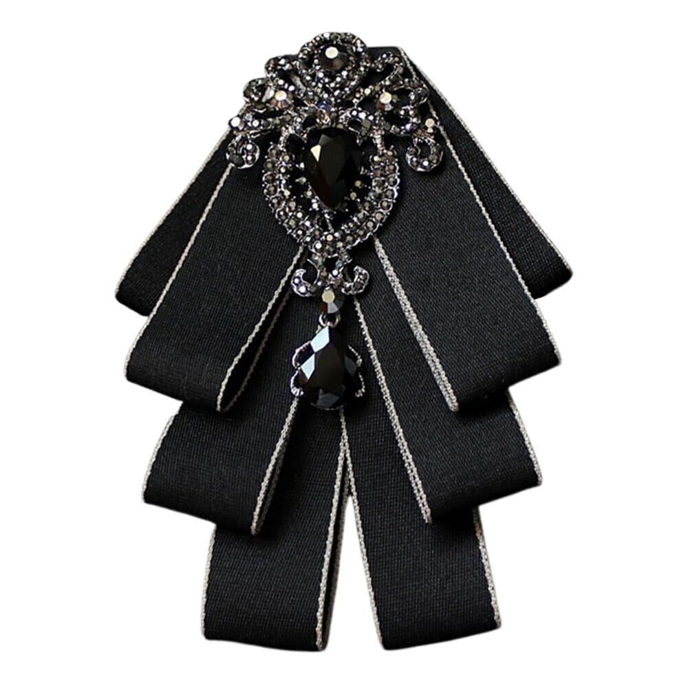 1905 Bowknot Rhinestone Fashion Ribbon Bow Brooch Pre-Tied Bow tie Neck Tie
